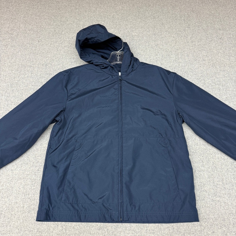 Cat & Jack Hooded Windbreaker Jacket Large Navy Blue School Uniform Zip Up
